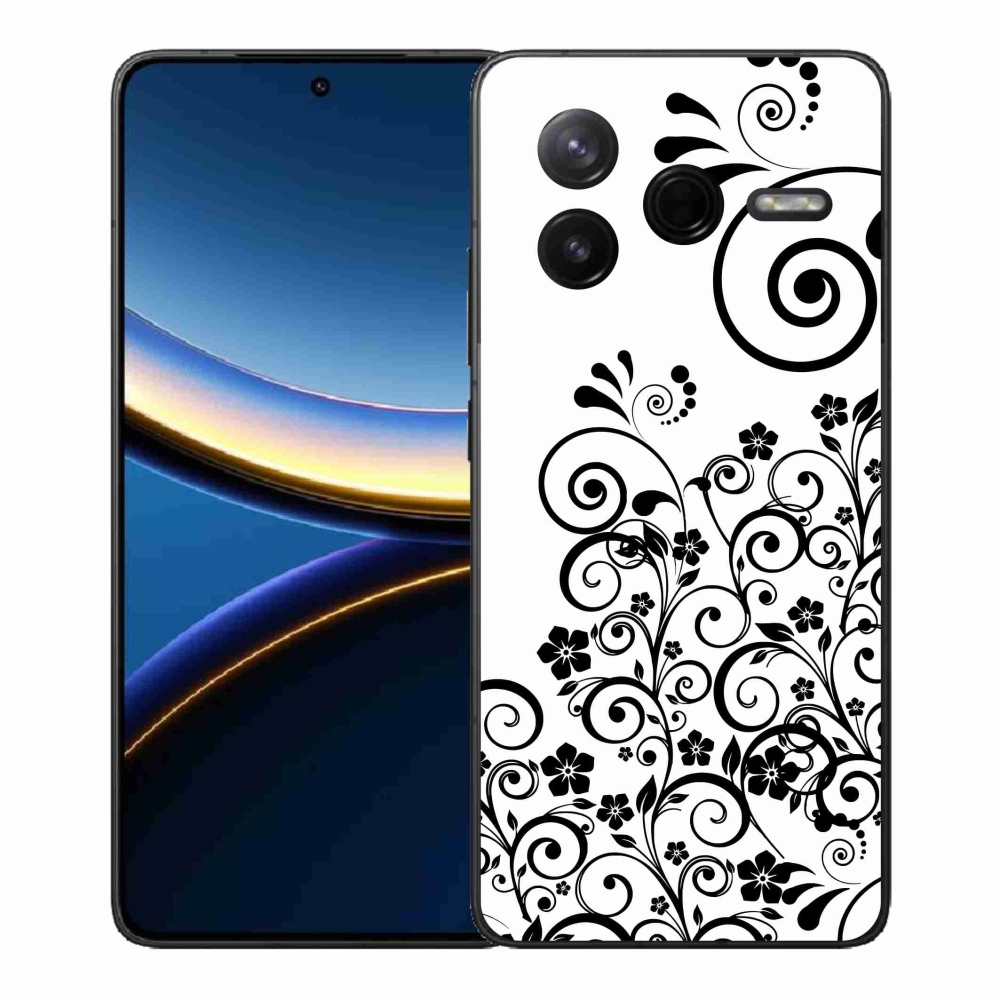 Gelový kryt mmCase na Xiaomi Poco F7 Pro - černobílé květinové vzory