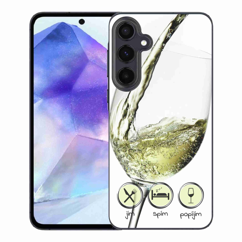 Gelový obal mmCase na Samsung Galaxy A55 5G - sklenička vína bílé