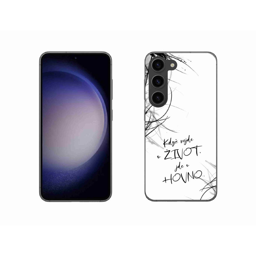 Gelový kryt mmCase na Samsung Galaxy S23 5G - vtipný text 16 bílé pozadí