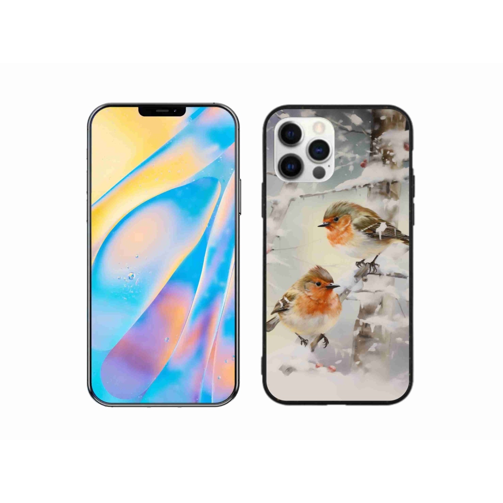 Gelový kryt mmCase na iPhone 12 Pro - ptáčci v zimě