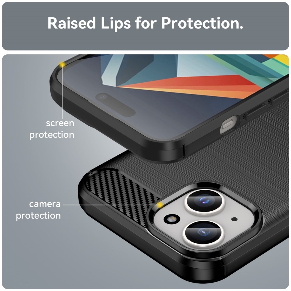 Carbon odolný gelový obal na iPhone 15 Plus - černý