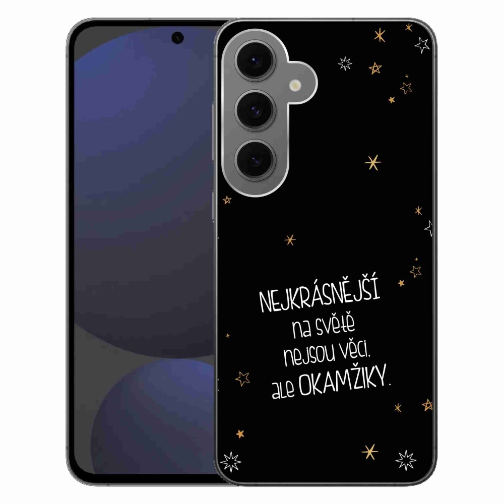 Gelový kryt mmCase na Samsung Galaxy S24 FE - citát 4 černé pozadí