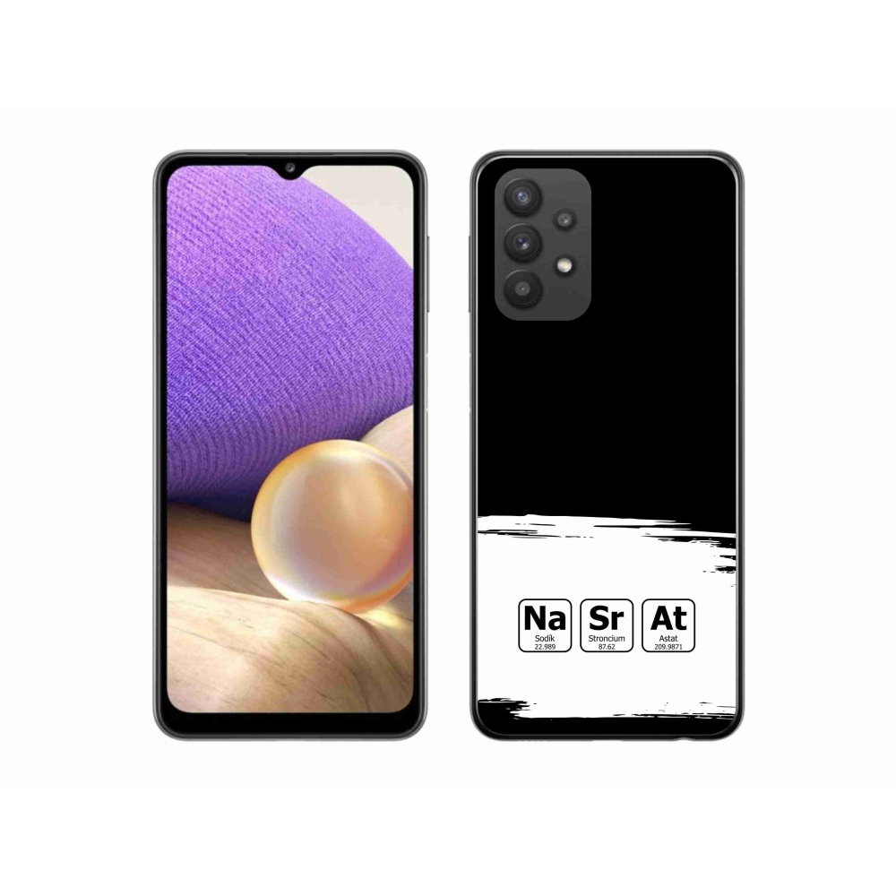 Gelový kryt mmCase na Samsung Galaxy A32 5G - chemické prvky bíločerné pozadí