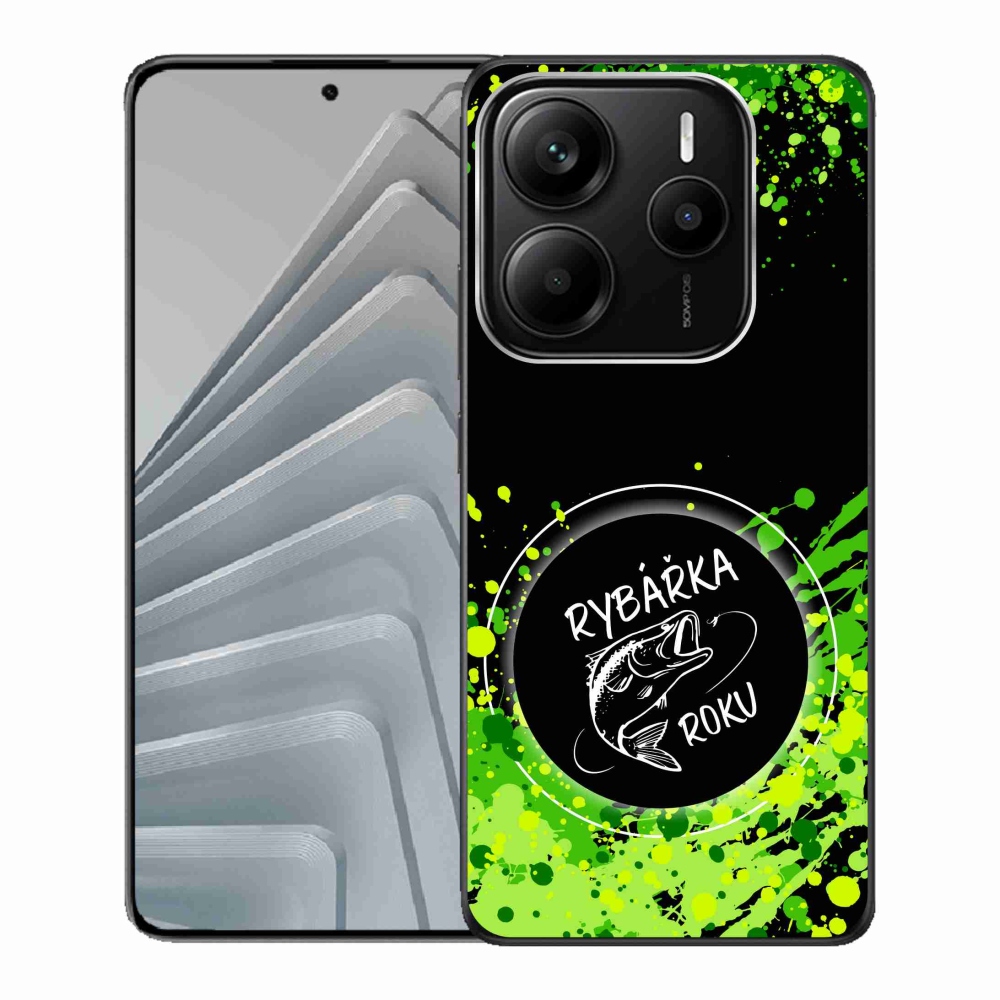 Gelový kryt mmCase na Xiaomi Redmi Note 14 5G - rybářka roku černé pozadí