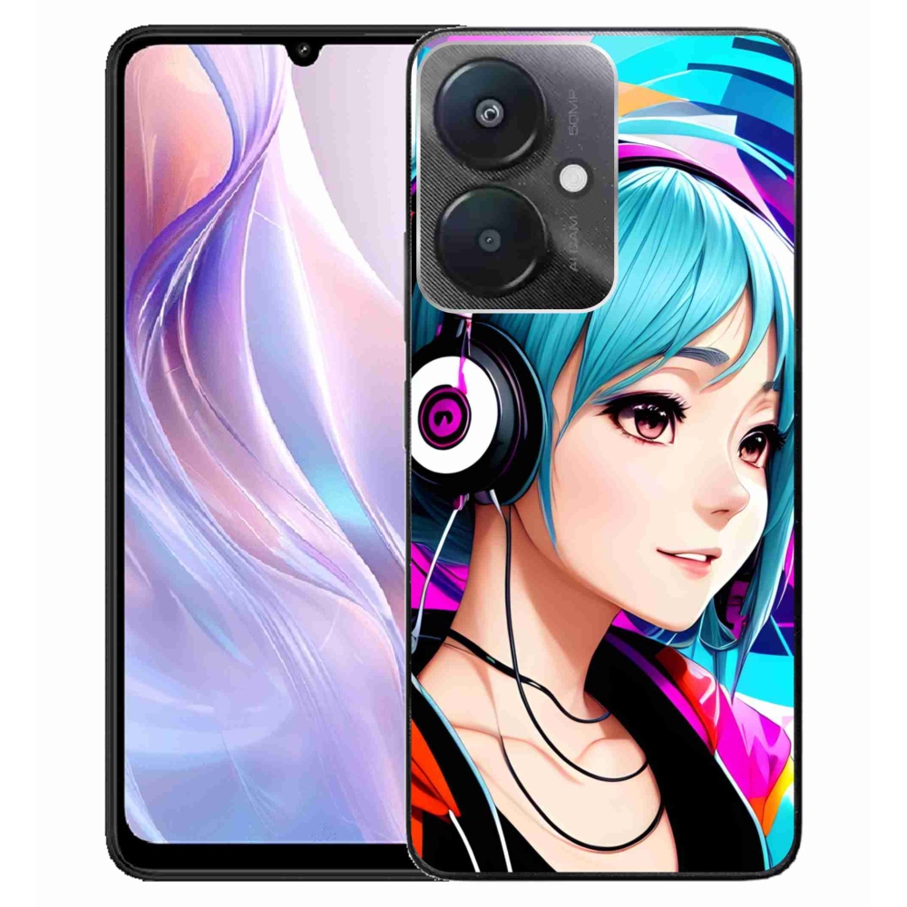 Gelový kryt mmCase na Xiaomi Redmi 13C 5G - dívka se sluchátky