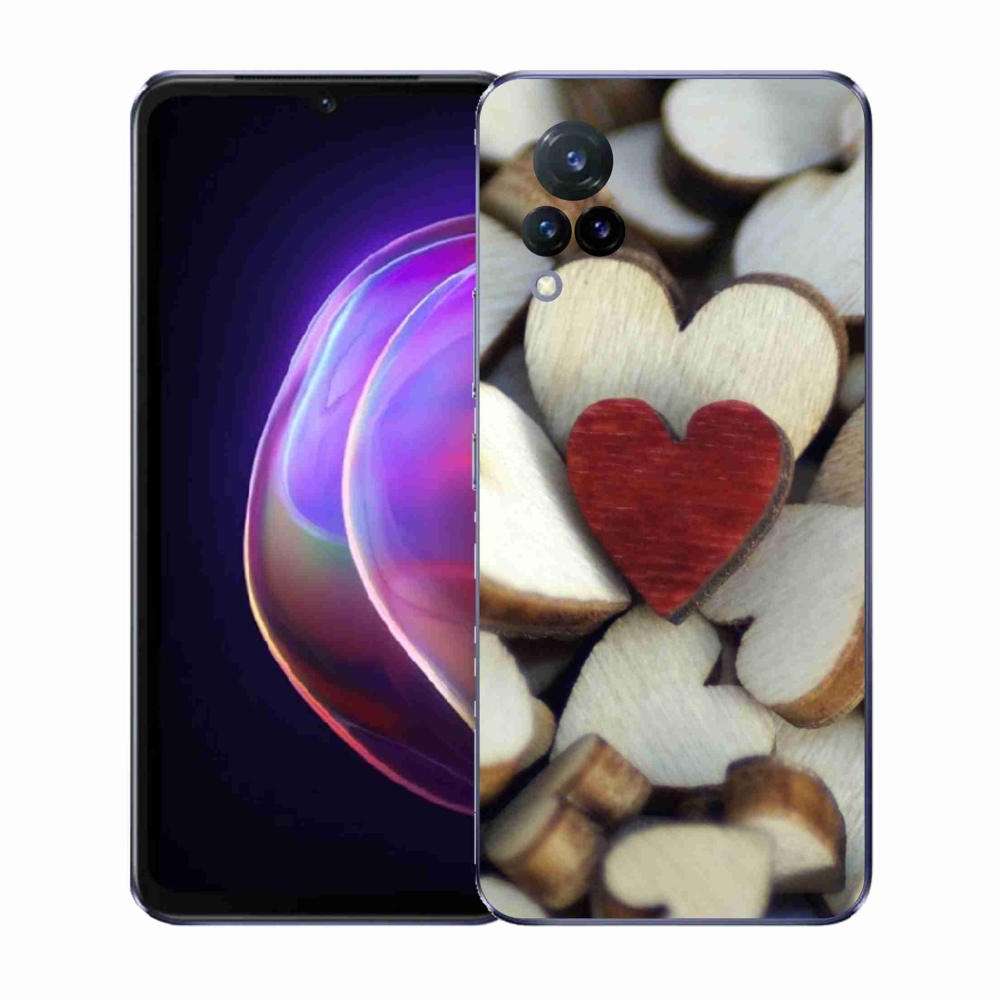 Gelový kryt mmCase na Vivo V21 4G/5G - gravírované červené srdce 