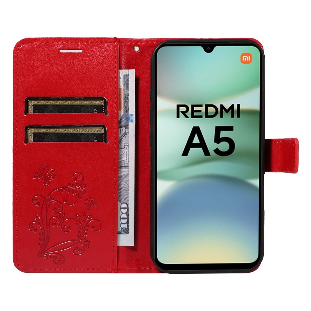 Big Butterfly knížkové pouzdro na Xiaomi Redmi A5 (171.7x77.8x8.3mm) - červené