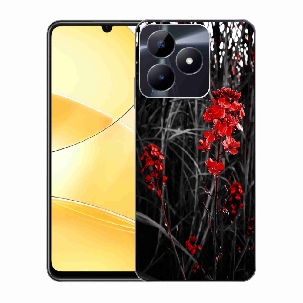 Gelový kryt mmCase na Realme C51/C53 - červená rostlina