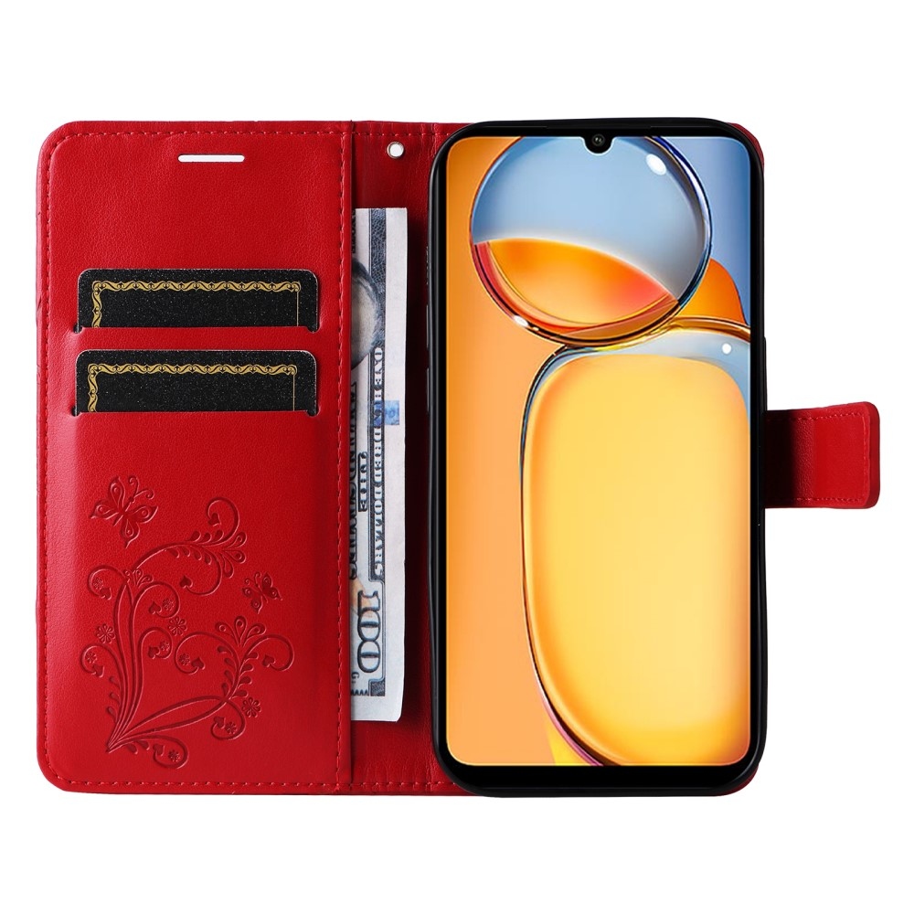 Big Butterfly knížkové pouzdro na Xiaomi Poco C65/Redmi 13C - červené