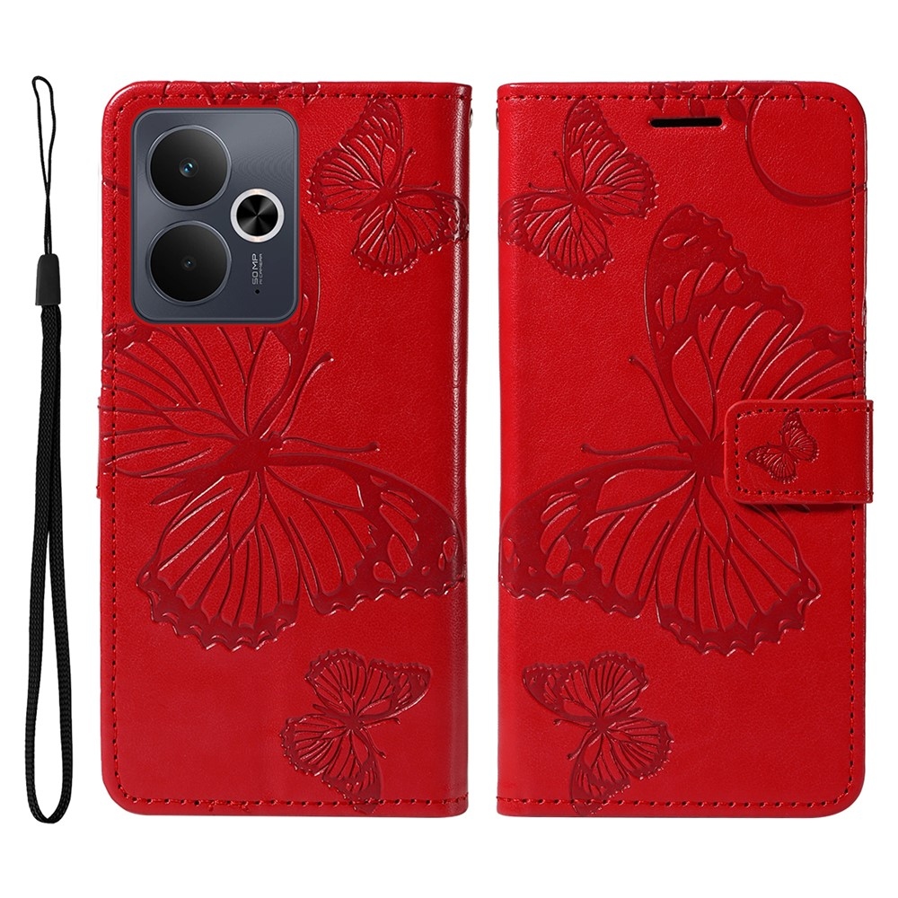 Big Butterfly knížkové pouzdro na Realme 14 5G/14T 5G - červené