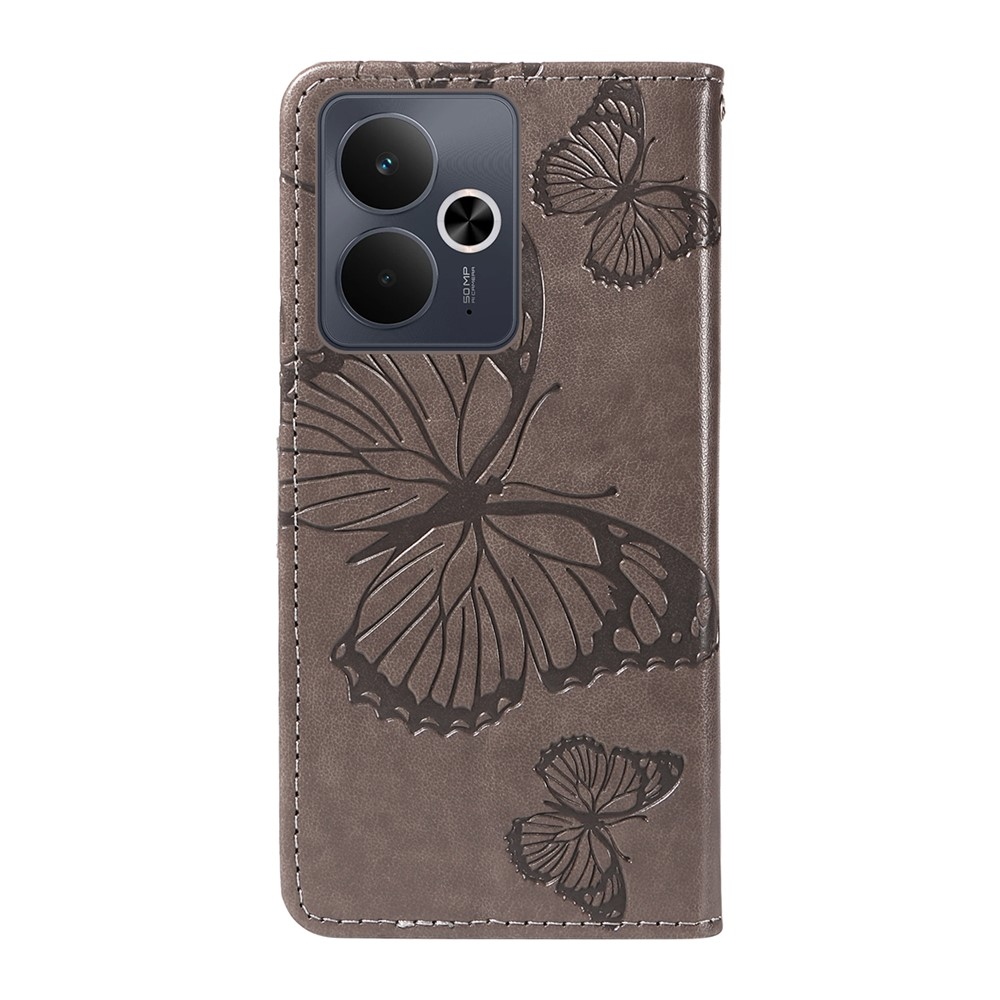 Big Butterfly knížkové pouzdro na Realme 14 5G/14T 5G - šedé