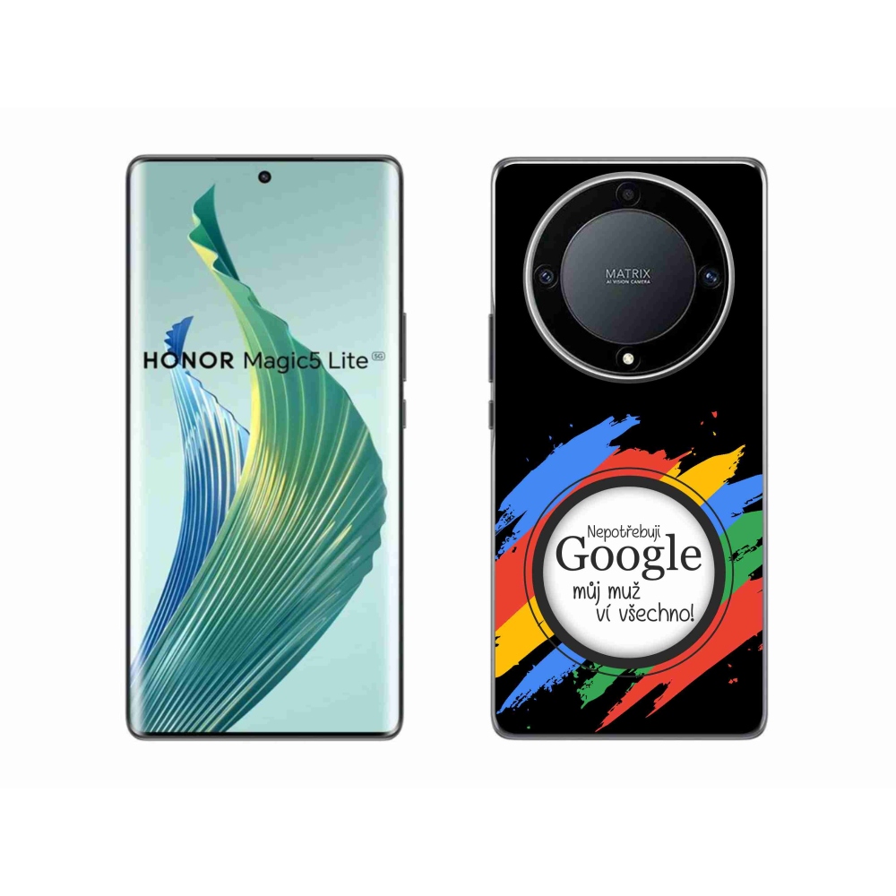 Gelový kryt mmCase na Honor Magic 5 Lite 5G - muž ví všechno černé pozadí