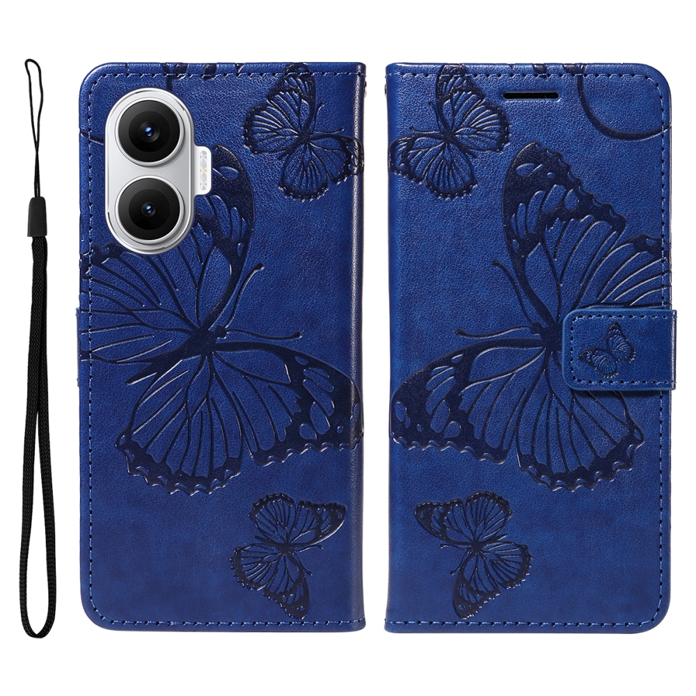 Big Butterfly knížkové pouzdro na Xiaomi Poco F7 5G - modré