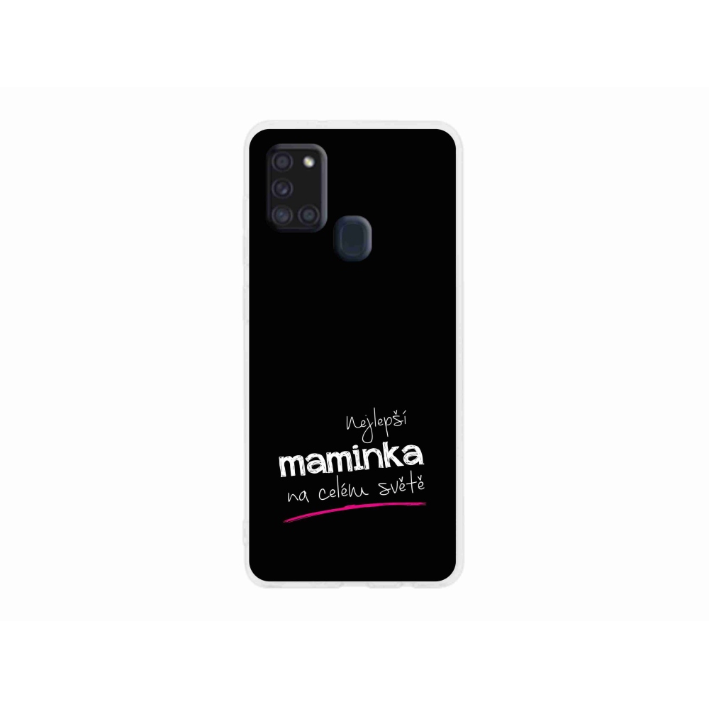 Gelový kryt mmCase na Samsung Galaxy A21s - nejlepší maminka 4 černé pozadí