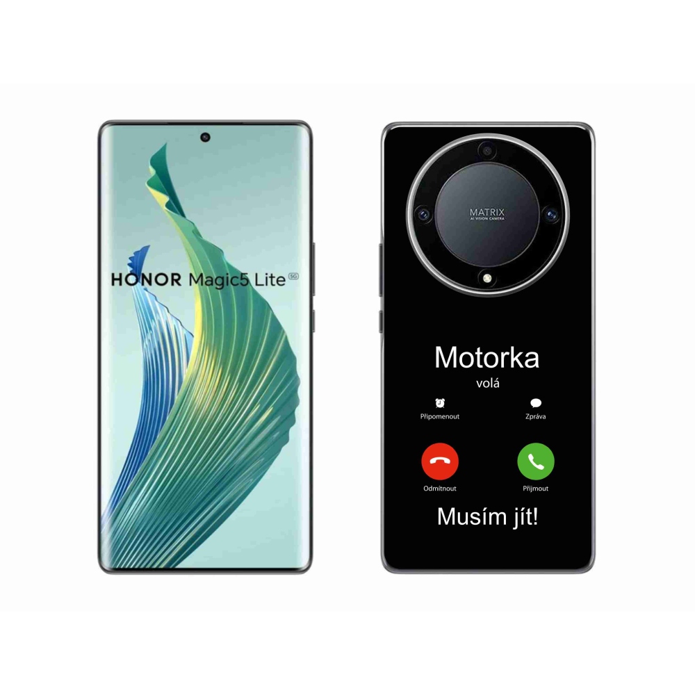 Gelový kryt mmCase na Honor Magic 5 Lite 5G - motorka volá černé pozadí