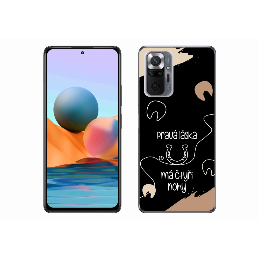Gelový kryt mmCase na Xiaomi Redmi Note 10 Pro - koňský motiv černé pozadí