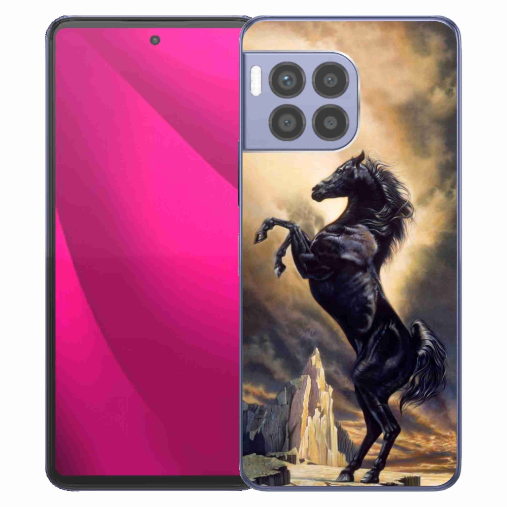 Gelový kryt mmCase na T-Mobile T Phone 2 Pro - černý kreslený kůň
