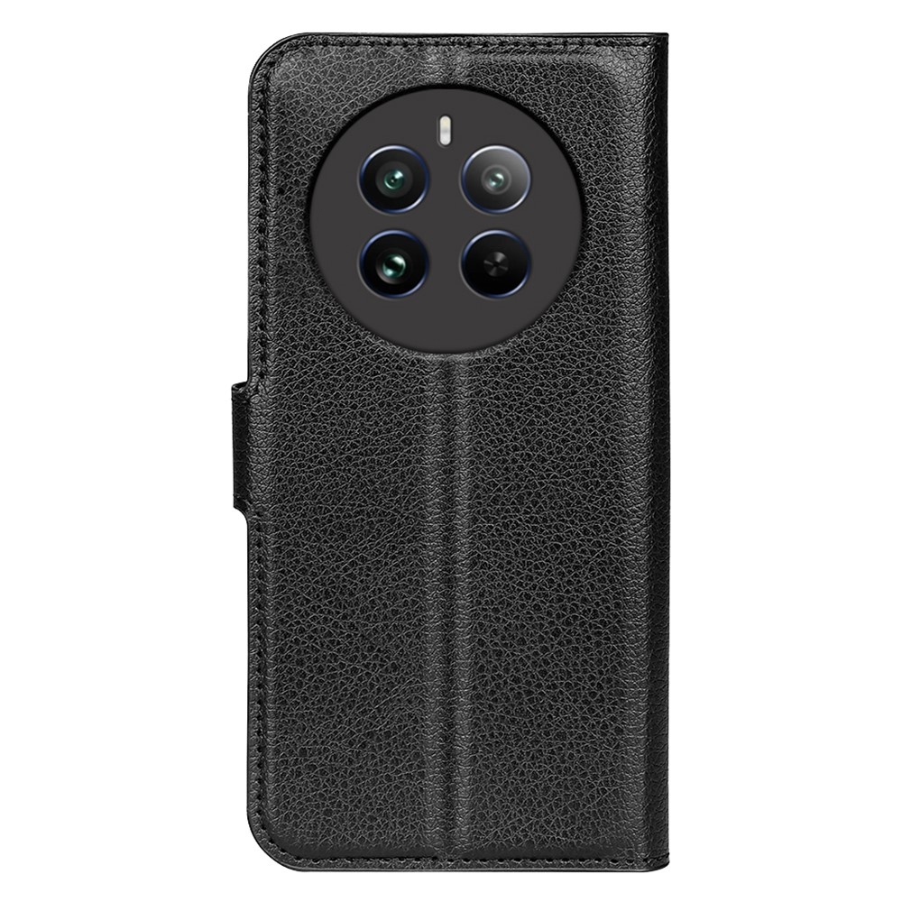 Litchi knížkové pouzdro na Realme 12+ 5G - černé