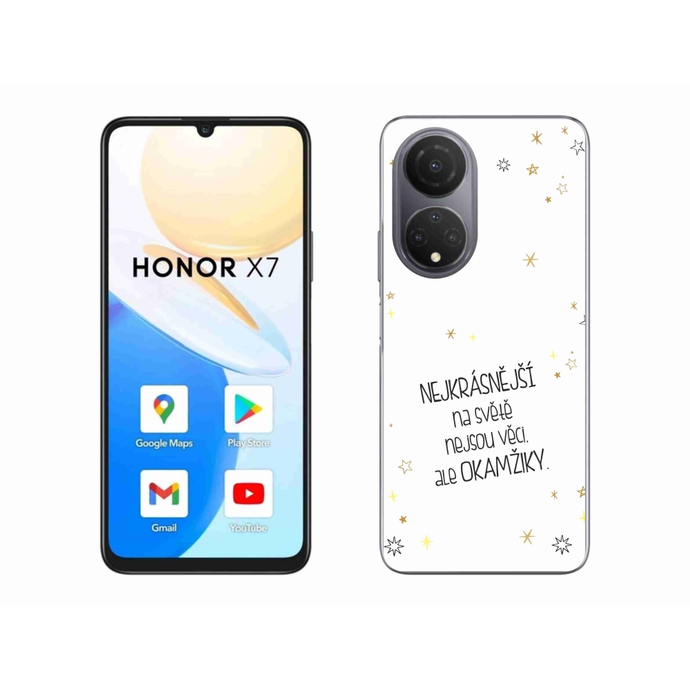 Gelový kryt mmCase na Honor X7 - citát 4 bílé pozadí