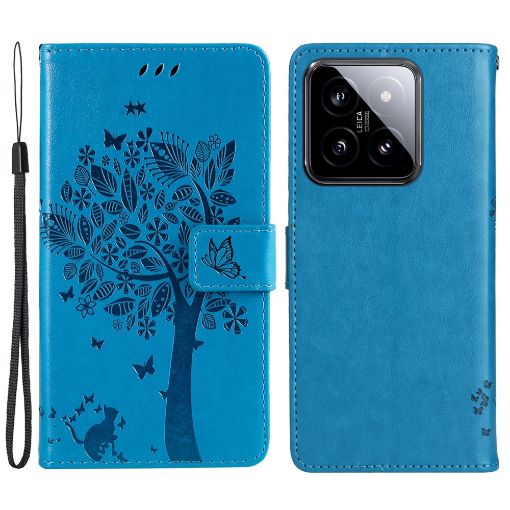 Trees knížkové pouzdro na Xiaomi 14 - modré