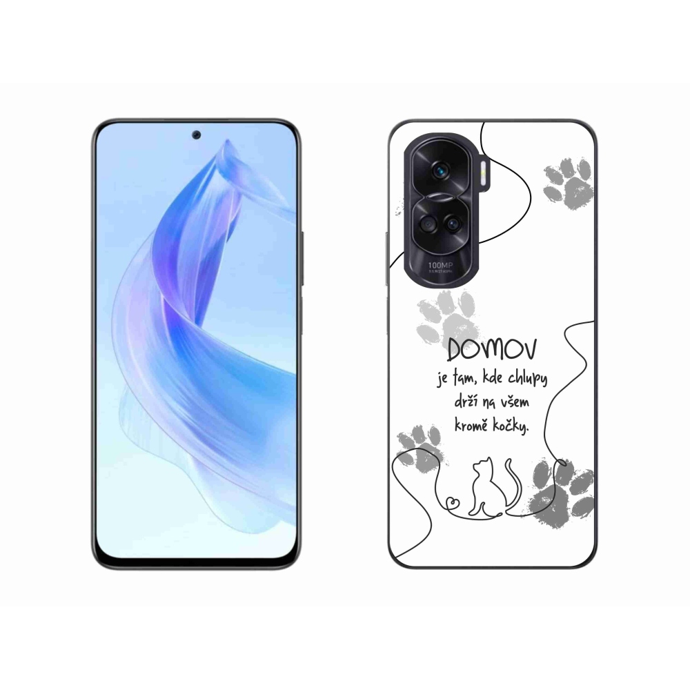 Gelový kryt mmCase na Honor 90 Lite - kočičí motiv bílé pozadí