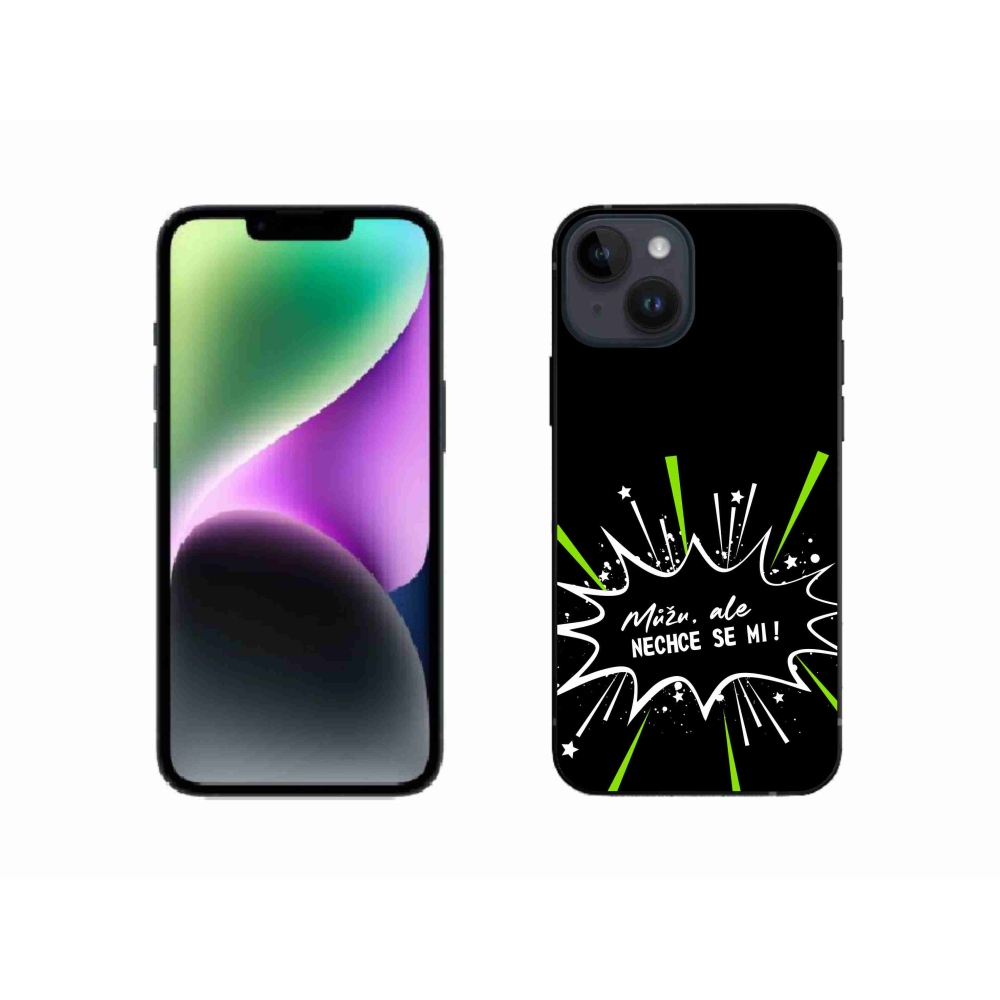 Gelový kryt mmCase na iPhone 14 - vtipný text 11 černé pozadí
