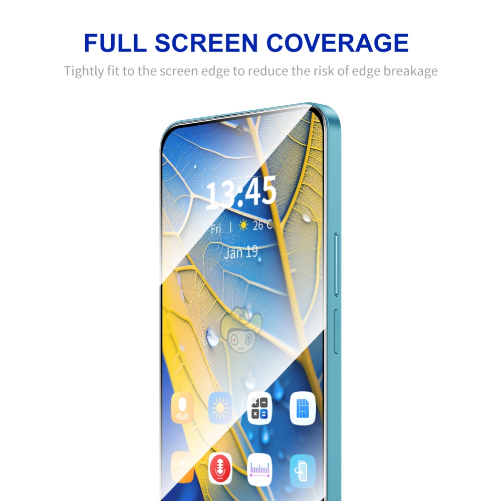 ENK 9H celoplošné tvrzené sklo na Xiaomi Poco F7 5G s aplikačním rámečkem