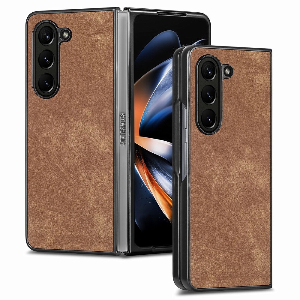 Vintage plastové pouzdro na Samsung Galaxy Z Fold5 5G - hnědé