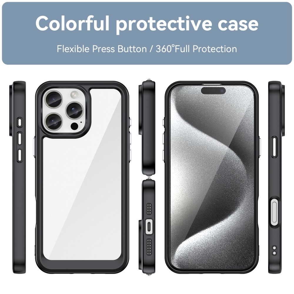 Gelový obal s pevnými zády na iPhone 16 Pro Max - černý