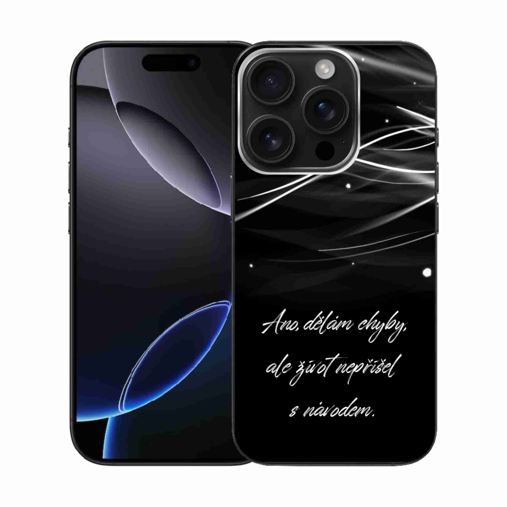 Gelový kryt mmCase na iPhone 16 Pro - citát černé pozadí