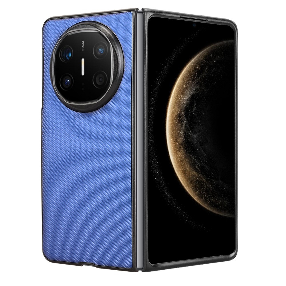 Textury plastový kryt s umělou kůží na Huawei Mate X6 - modrý