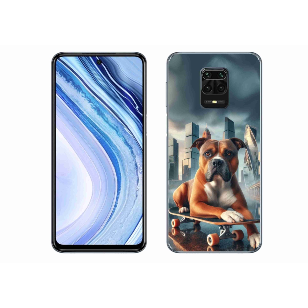 Gelový kryt mmCase na Xiaomi Redmi Note 9S - pes na skateboardu