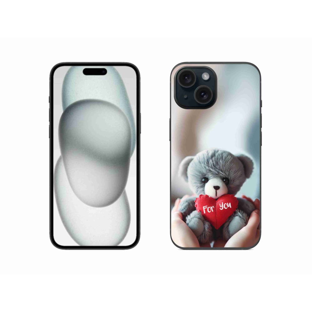 Gelový kryt mmCase na iPhone 15 - medvídek pro zamilované