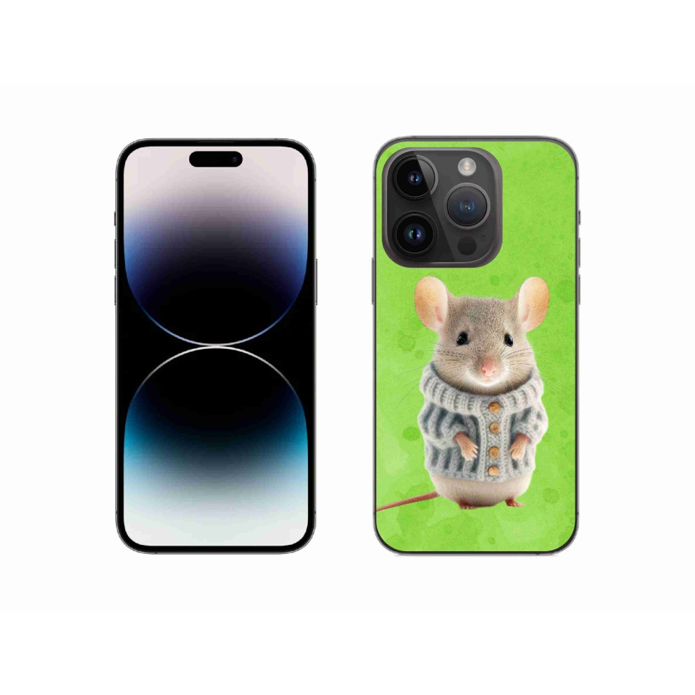 Gelový kryt mmCase na iPhone 14 Pro - myška ve svetru
