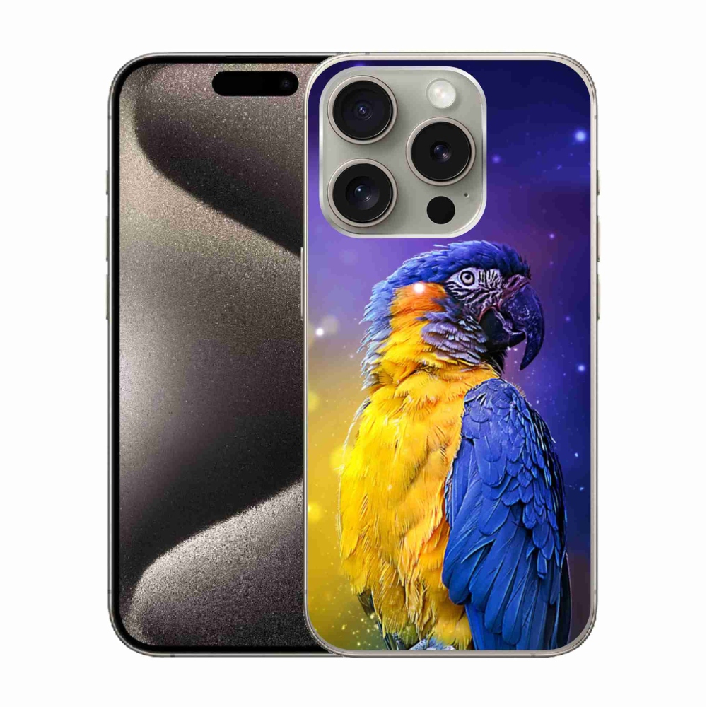 Gelový obal mmCase na iPhone 15 Pro - papoušek ara 1