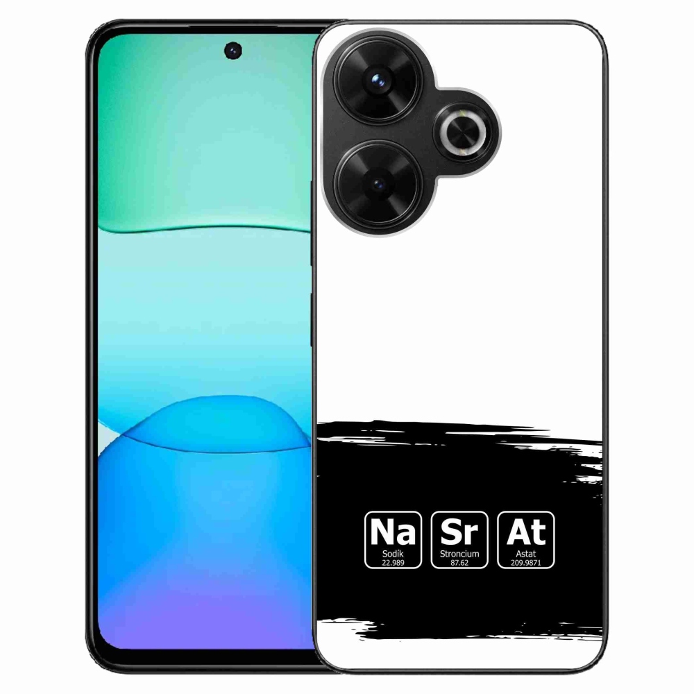 Gelový kryt mmCase na Xiaomi Redmi 13 4G/Poco M6 4G  - chemické prvky černobílé pozadí
