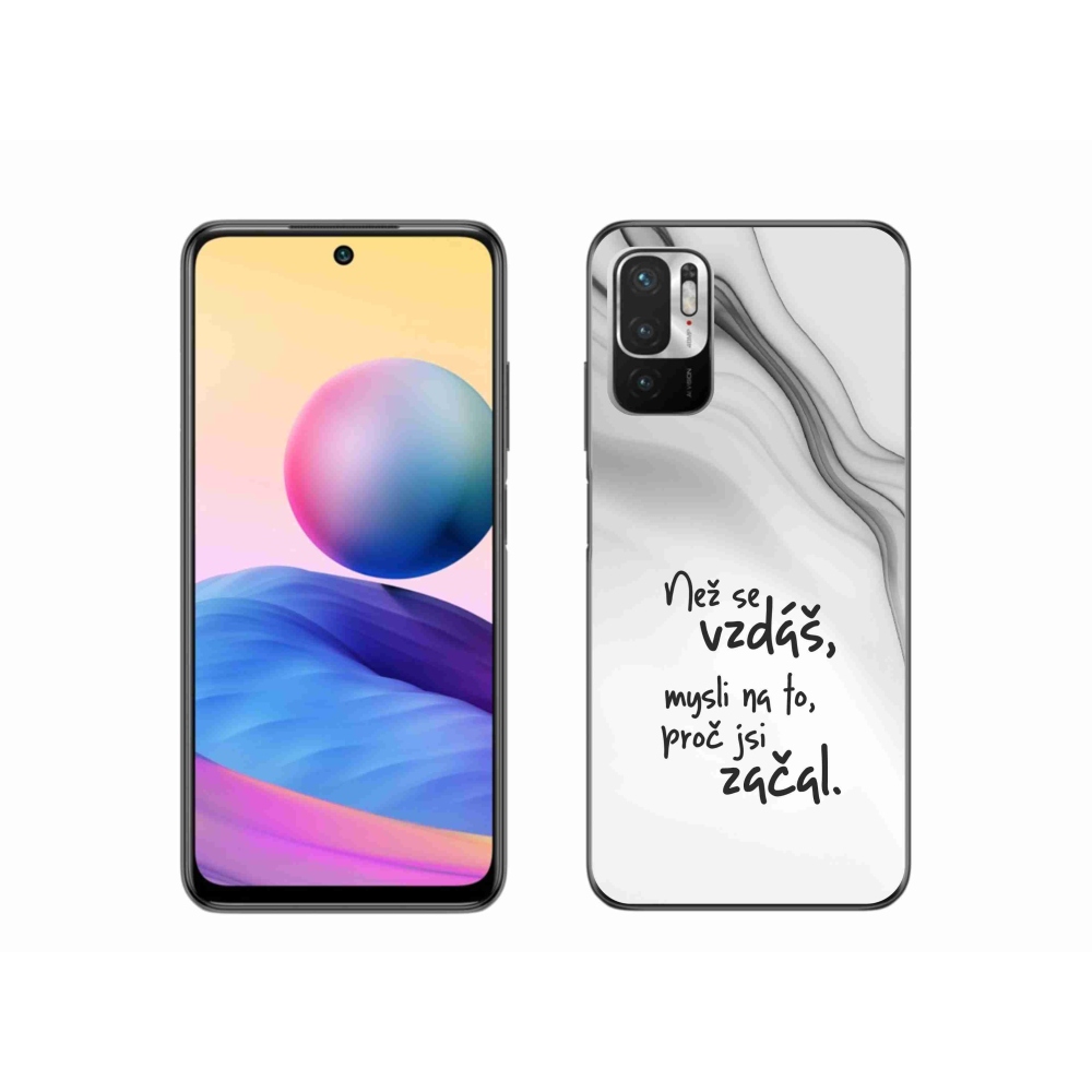 Gelový kryt mmCase na Xiaomi Redmi Note 10 5G - citát 2 bílé pozadí