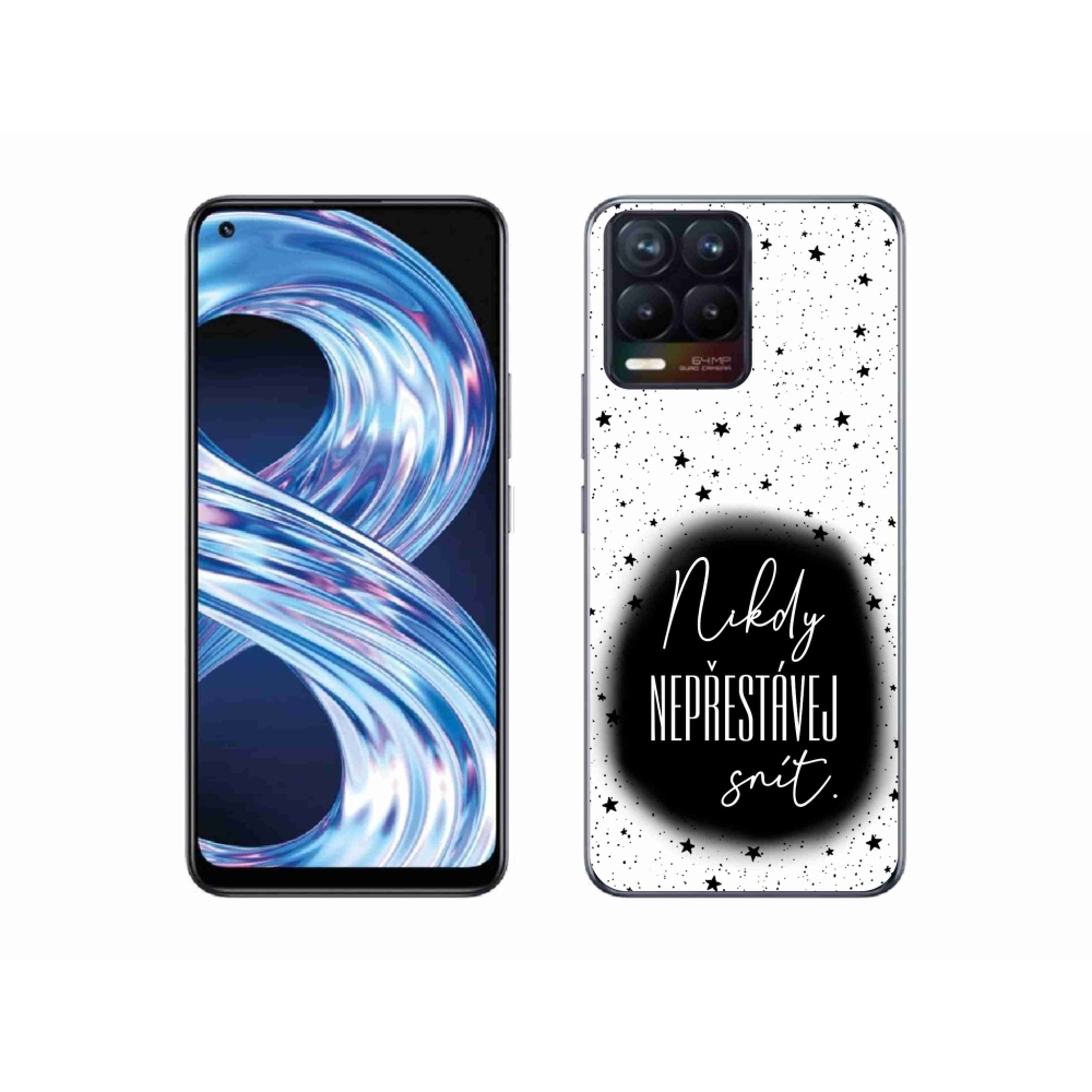 Gelový kryt mmCase na Realme 8 4G - citát 1 černobílé pozadí