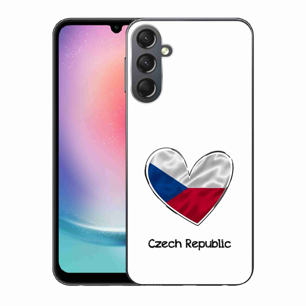 Gelový kryt mmCase na Samsung Galaxy A24 - vlajka srdce bílé pozadí