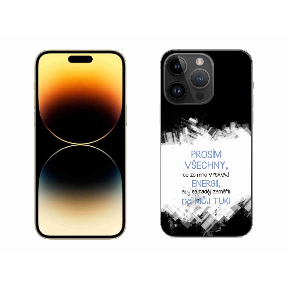 Gelový kryt mmCase na iPhone 14 Pro Max 6.7 - vtipný text 1 modrý