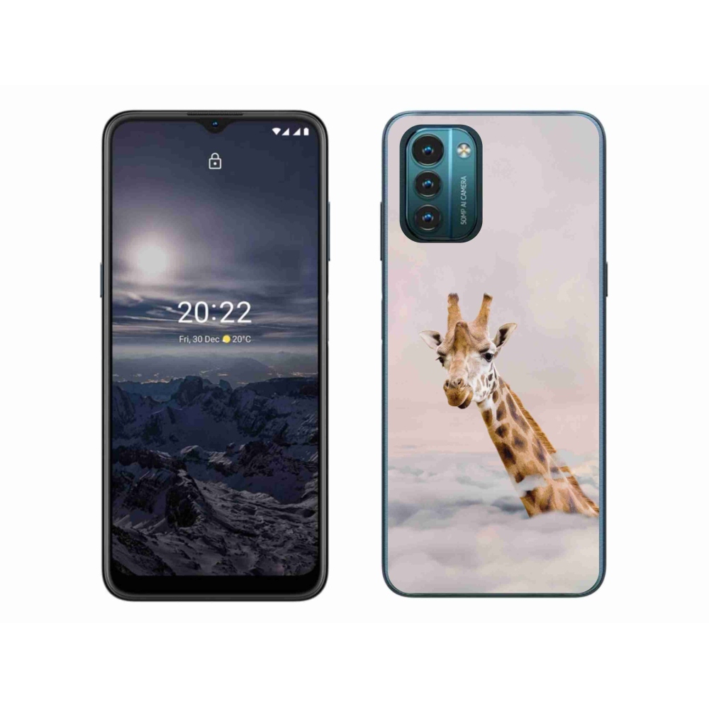 Gelový kryt mmCase na Nokia G11/G21 - žirafa v oblacích