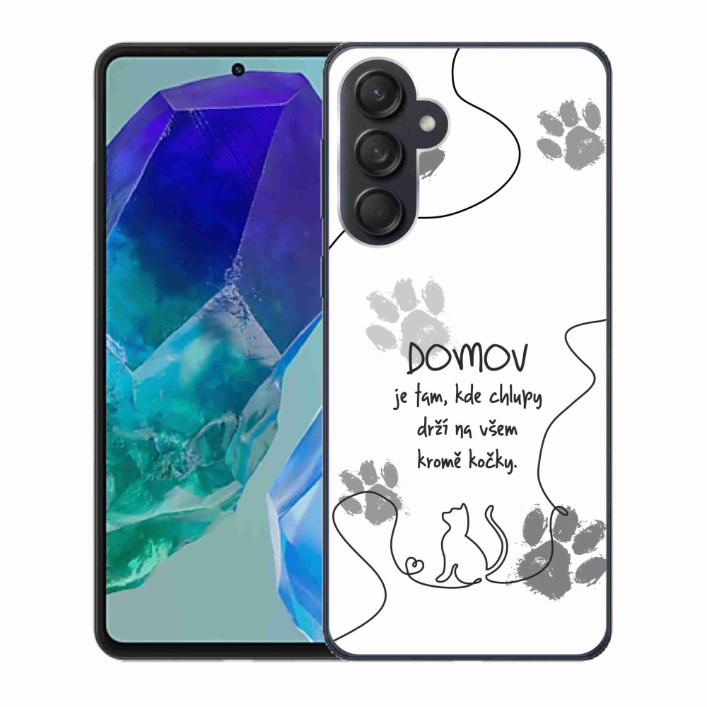 Gelový kryt mmCase na Samsung Galaxy M55 5G - kočičí motiv bílé pozadí