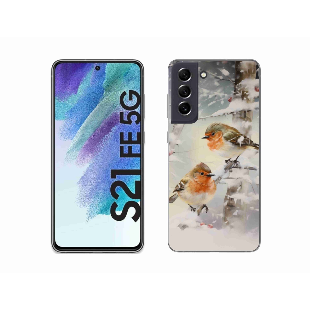 Gelový kryt mmCase na Samsung Galaxy S21 FE 5G - ptáčci v zimě
