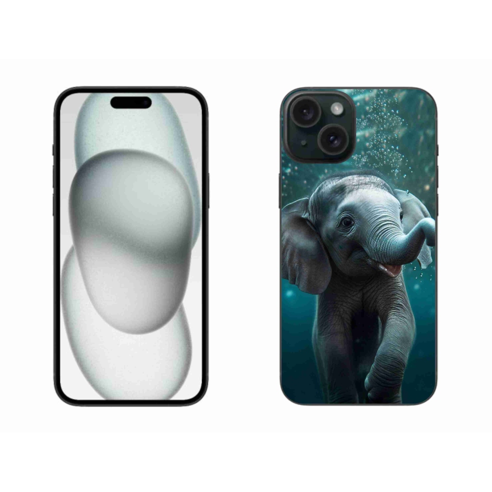 Gelový kryt mmCase na iPhone 15 Plus - slůně pod vodou