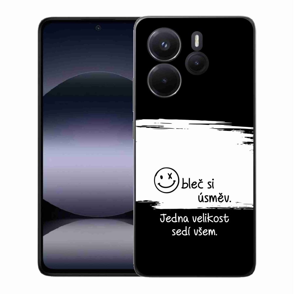 Gelový kryt mmCase na Xiaomi Redmi Note 14 - vtipný text 8 bíločerné pozadí