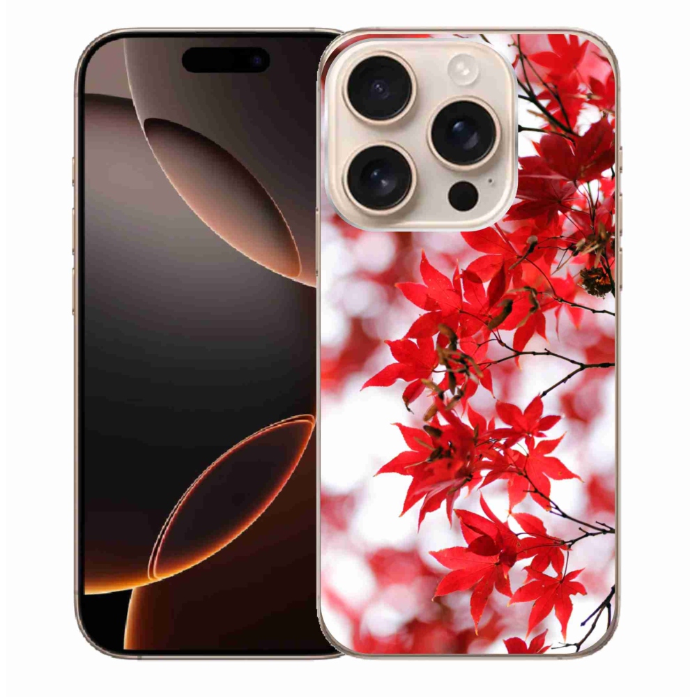 Gelový kryt mmCase na iPhone 16 Pro Max - červené listy