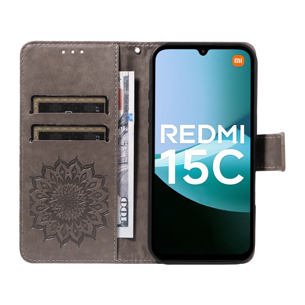 Sunflower knížkové pouzdro na Xiaomi Redmi 15C 4G/5G (173mm) - šedé