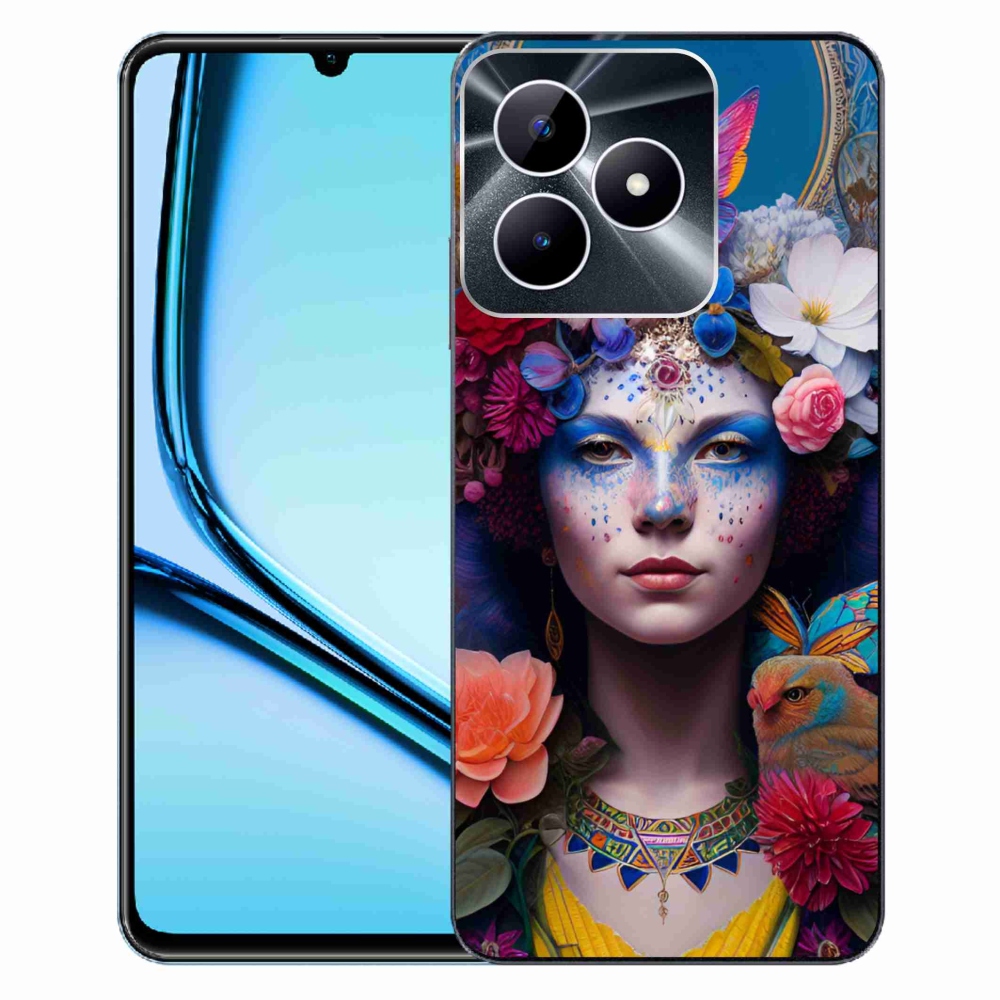 Gelový kryt mmCase na Realme Note 50 - žena s květinami