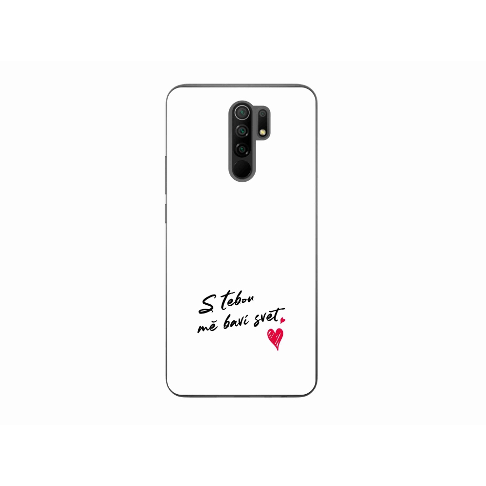 Gelový kryt mmCase na Xiaomi Redmi 9 - zamilovaný text 1 bílé pozadí