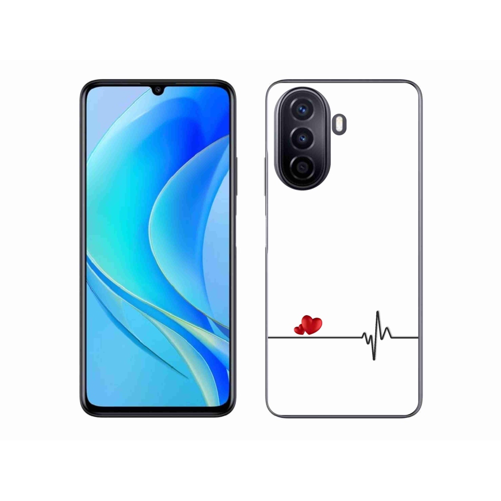 Gelový kryt mmCase na Huawei Nova Y70 - srdce a tep bílé pozadí